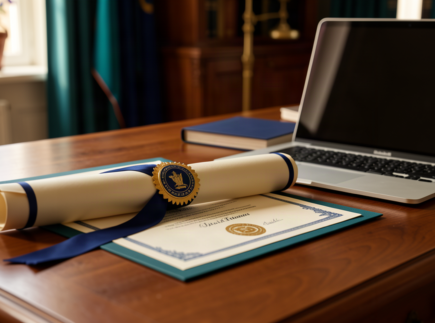 Diploma com selo oficial representando o valor de uma pós-graduação reconhecida