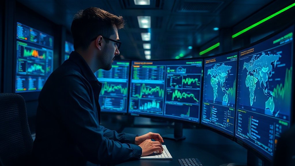 Engenheiro de redes monitorando fluxo de tráfego com ntopng em ambiente corporativo NOC